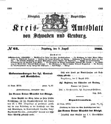 Königlich Bayerisches Kreis-Amtsblatt von Schwaben und Neuburg Mittwoch 9. August 1865