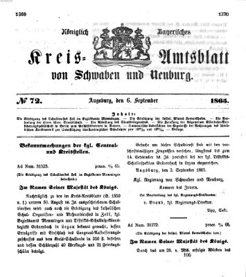 Königlich Bayerisches Kreis-Amtsblatt von Schwaben und Neuburg Mittwoch 6. September 1865