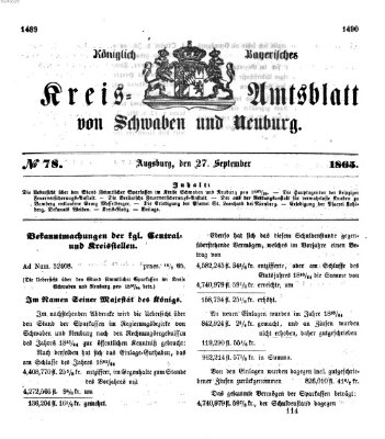 Königlich Bayerisches Kreis-Amtsblatt von Schwaben und Neuburg Mittwoch 27. September 1865