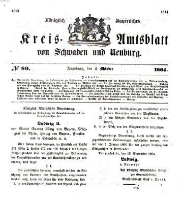 Königlich Bayerisches Kreis-Amtsblatt von Schwaben und Neuburg Mittwoch 4. Oktober 1865