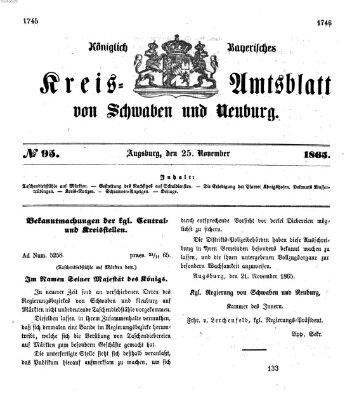 Königlich Bayerisches Kreis-Amtsblatt von Schwaben und Neuburg Samstag 25. November 1865