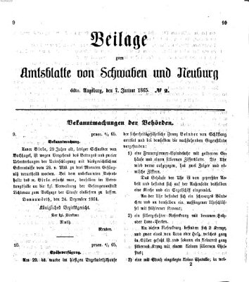 Königlich Bayerisches Kreis-Amtsblatt von Schwaben und Neuburg Samstag 7. Januar 1865