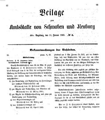 Königlich Bayerisches Kreis-Amtsblatt von Schwaben und Neuburg Mittwoch 11. Januar 1865