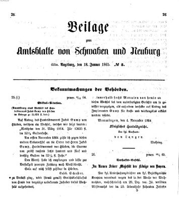 Königlich Bayerisches Kreis-Amtsblatt von Schwaben und Neuburg Mittwoch 18. Januar 1865