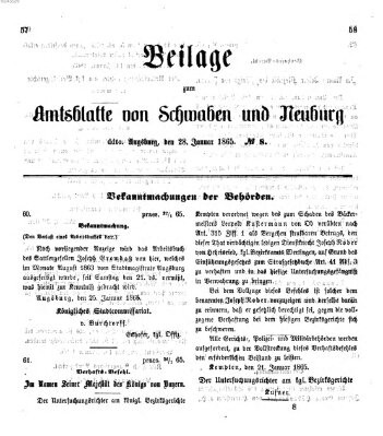 Königlich Bayerisches Kreis-Amtsblatt von Schwaben und Neuburg Samstag 28. Januar 1865