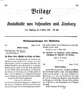 Königlich Bayerisches Kreis-Amtsblatt von Schwaben und Neuburg Mittwoch 8. März 1865