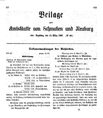 Königlich Bayerisches Kreis-Amtsblatt von Schwaben und Neuburg Mittwoch 15. März 1865