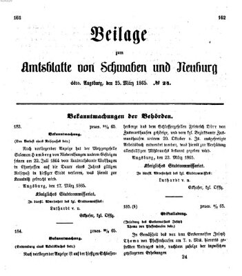 Königlich Bayerisches Kreis-Amtsblatt von Schwaben und Neuburg Samstag 25. März 1865