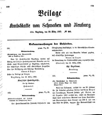 Königlich Bayerisches Kreis-Amtsblatt von Schwaben und Neuburg Mittwoch 29. März 1865