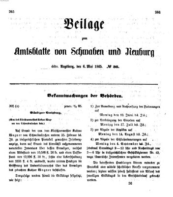 Königlich Bayerisches Kreis-Amtsblatt von Schwaben und Neuburg Samstag 6. Mai 1865