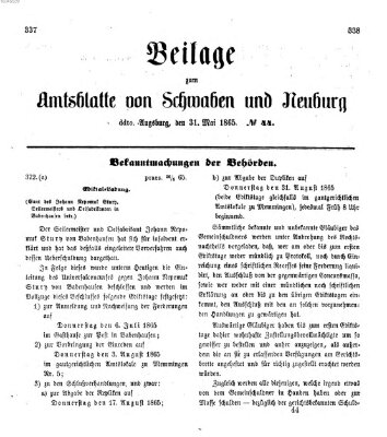 Königlich Bayerisches Kreis-Amtsblatt von Schwaben und Neuburg Mittwoch 31. Mai 1865