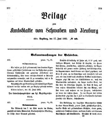 Königlich Bayerisches Kreis-Amtsblatt von Schwaben und Neuburg Samstag 17. Juni 1865