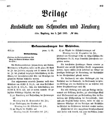 Königlich Bayerisches Kreis-Amtsblatt von Schwaben und Neuburg Mittwoch 5. Juli 1865