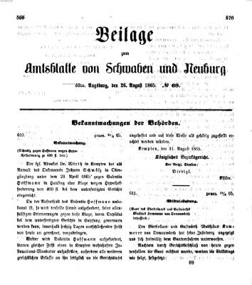 Königlich Bayerisches Kreis-Amtsblatt von Schwaben und Neuburg Samstag 26. August 1865