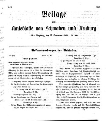 Königlich Bayerisches Kreis-Amtsblatt von Schwaben und Neuburg Mittwoch 27. September 1865