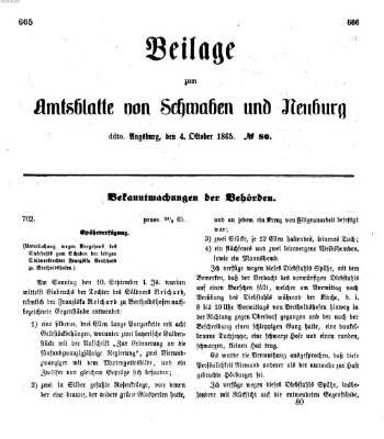 Königlich Bayerisches Kreis-Amtsblatt von Schwaben und Neuburg Mittwoch 4. Oktober 1865