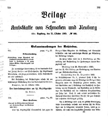 Königlich Bayerisches Kreis-Amtsblatt von Schwaben und Neuburg Samstag 21. Oktober 1865