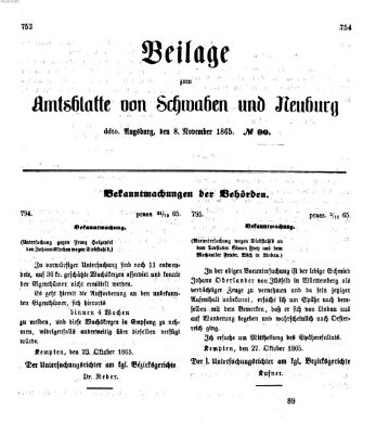 Königlich Bayerisches Kreis-Amtsblatt von Schwaben und Neuburg Mittwoch 8. November 1865