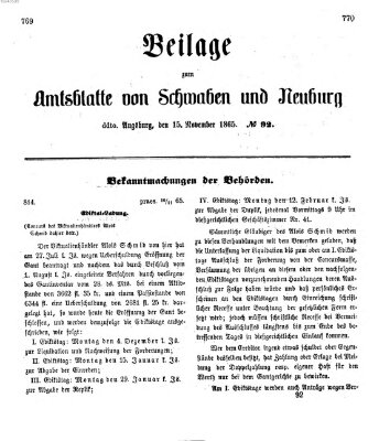 Königlich Bayerisches Kreis-Amtsblatt von Schwaben und Neuburg Mittwoch 15. November 1865