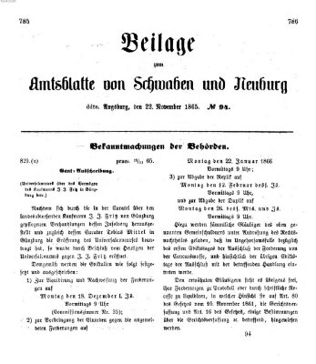 Königlich Bayerisches Kreis-Amtsblatt von Schwaben und Neuburg Mittwoch 22. November 1865