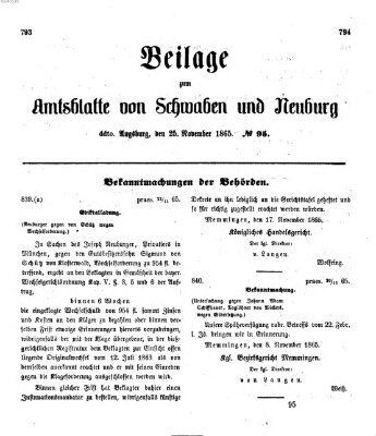 Königlich Bayerisches Kreis-Amtsblatt von Schwaben und Neuburg Samstag 25. November 1865