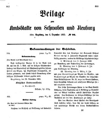 Königlich Bayerisches Kreis-Amtsblatt von Schwaben und Neuburg Mittwoch 6. Dezember 1865