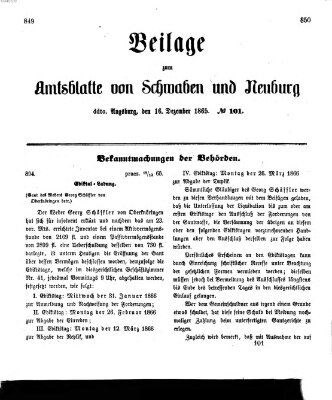 Königlich Bayerisches Kreis-Amtsblatt von Schwaben und Neuburg Samstag 16. Dezember 1865