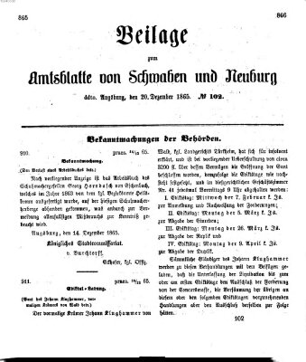 Königlich Bayerisches Kreis-Amtsblatt von Schwaben und Neuburg Mittwoch 20. Dezember 1865