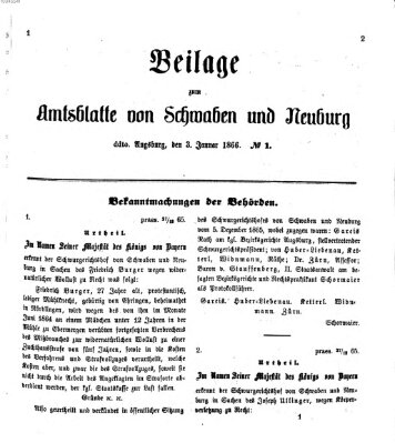 Königlich Bayerisches Kreis-Amtsblatt von Schwaben und Neuburg Mittwoch 3. Januar 1866