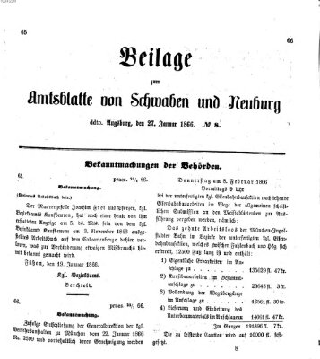 Königlich Bayerisches Kreis-Amtsblatt von Schwaben und Neuburg Samstag 27. Januar 1866