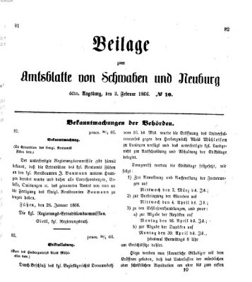 Königlich Bayerisches Kreis-Amtsblatt von Schwaben und Neuburg Samstag 3. Februar 1866