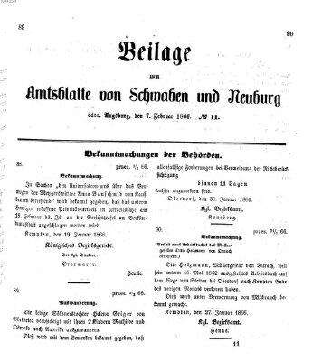 Königlich Bayerisches Kreis-Amtsblatt von Schwaben und Neuburg Mittwoch 7. Februar 1866