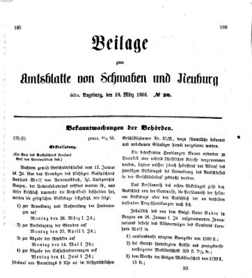 Königlich Bayerisches Kreis-Amtsblatt von Schwaben und Neuburg Samstag 10. März 1866