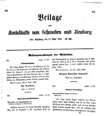 Königlich Bayerisches Kreis-Amtsblatt von Schwaben und Neuburg Mittwoch 11. April 1866