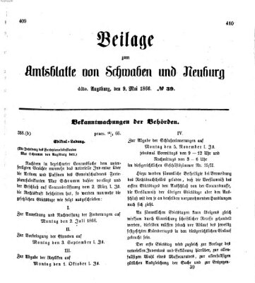 Königlich Bayerisches Kreis-Amtsblatt von Schwaben und Neuburg Mittwoch 9. Mai 1866