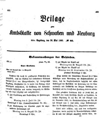 Königlich Bayerisches Kreis-Amtsblatt von Schwaben und Neuburg Samstag 26. Mai 1866