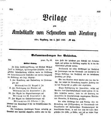 Königlich Bayerisches Kreis-Amtsblatt von Schwaben und Neuburg Mittwoch 4. Juli 1866