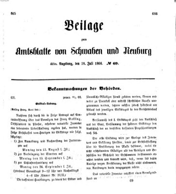 Königlich Bayerisches Kreis-Amtsblatt von Schwaben und Neuburg Mittwoch 18. Juli 1866