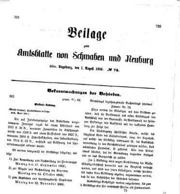 Königlich Bayerisches Kreis-Amtsblatt von Schwaben und Neuburg Mittwoch 1. August 1866