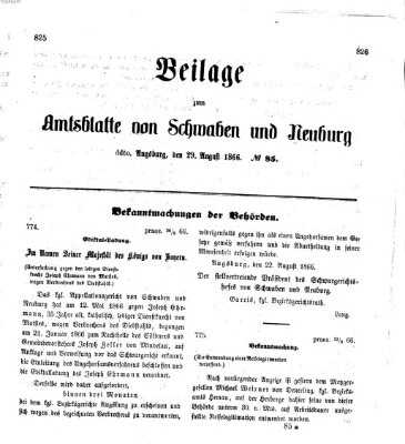 Königlich Bayerisches Kreis-Amtsblatt von Schwaben und Neuburg Mittwoch 29. August 1866