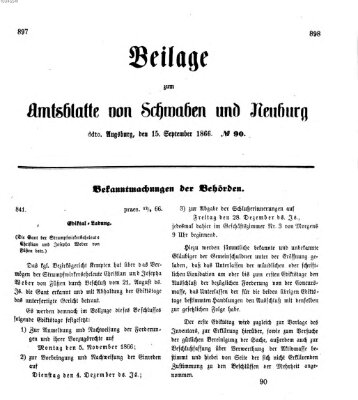 Königlich Bayerisches Kreis-Amtsblatt von Schwaben und Neuburg Samstag 15. September 1866