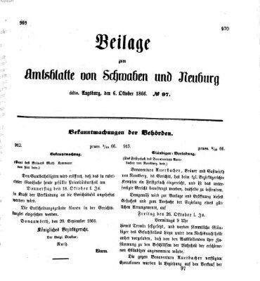 Königlich Bayerisches Kreis-Amtsblatt von Schwaben und Neuburg Samstag 6. Oktober 1866