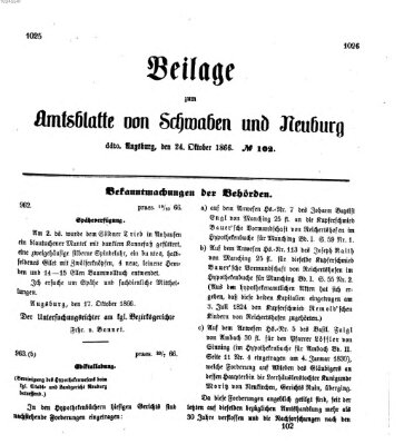 Königlich Bayerisches Kreis-Amtsblatt von Schwaben und Neuburg Mittwoch 24. Oktober 1866