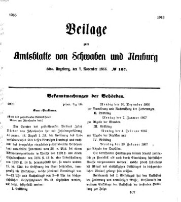 Königlich Bayerisches Kreis-Amtsblatt von Schwaben und Neuburg Mittwoch 7. November 1866