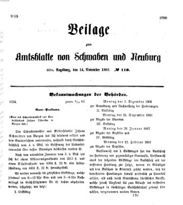 Königlich Bayerisches Kreis-Amtsblatt von Schwaben und Neuburg Mittwoch 14. November 1866