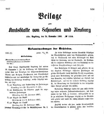 Königlich Bayerisches Kreis-Amtsblatt von Schwaben und Neuburg Samstag 24. November 1866