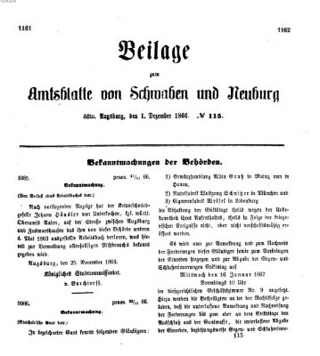 Königlich Bayerisches Kreis-Amtsblatt von Schwaben und Neuburg Samstag 1. Dezember 1866