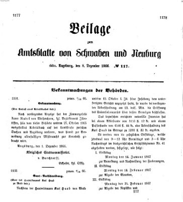 Königlich Bayerisches Kreis-Amtsblatt von Schwaben und Neuburg Samstag 8. Dezember 1866