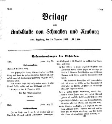 Königlich Bayerisches Kreis-Amtsblatt von Schwaben und Neuburg Samstag 15. Dezember 1866