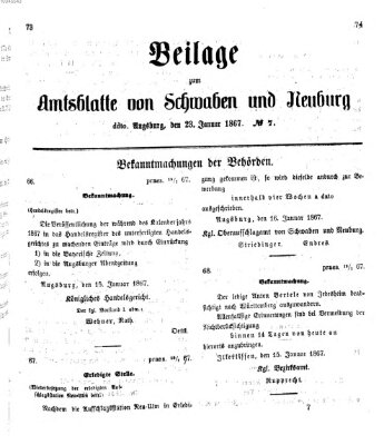 Königlich Bayerisches Kreis-Amtsblatt von Schwaben und Neuburg Mittwoch 23. Januar 1867